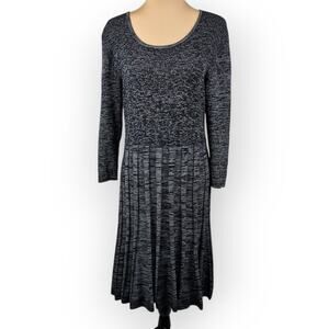 Nina Leonard Pleated Scoop Neck Sweater Dress XL Minimalist Feminine Timeless